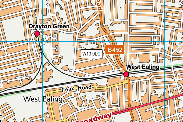 W13 0LG map - OS VectorMap District (Ordnance Survey)