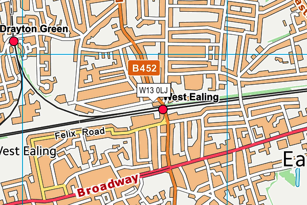 W13 0LJ map - OS VectorMap District (Ordnance Survey)