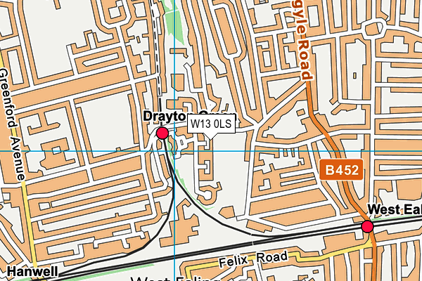 W13 0LS map - OS VectorMap District (Ordnance Survey)