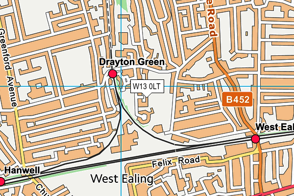 W13 0LT map - OS VectorMap District (Ordnance Survey)