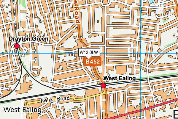 W13 0LW map - OS VectorMap District (Ordnance Survey)