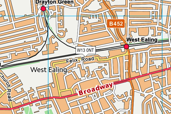 W13 0NT map - OS VectorMap District (Ordnance Survey)