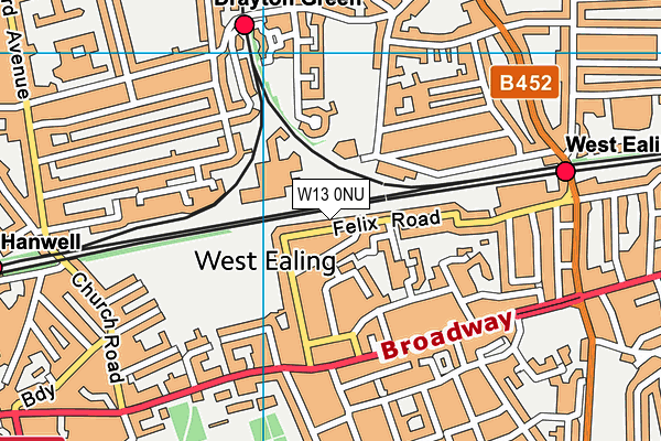 W13 0NU map - OS VectorMap District (Ordnance Survey)