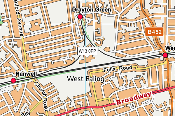 W13 0PP map - OS VectorMap District (Ordnance Survey)