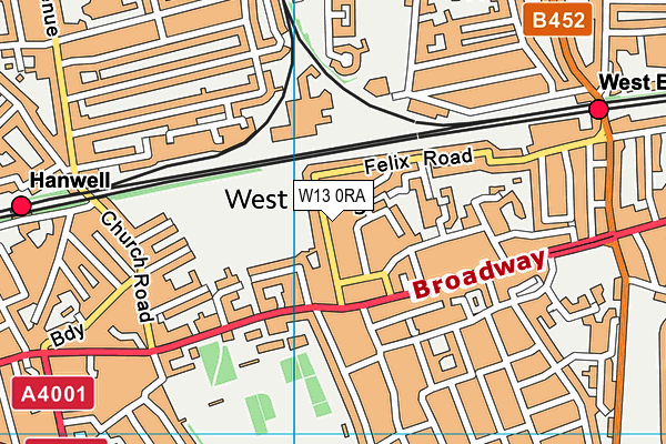W13 0RA map - OS VectorMap District (Ordnance Survey)