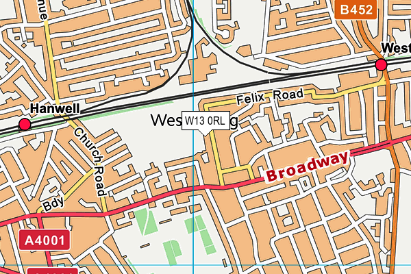 W13 0RL map - OS VectorMap District (Ordnance Survey)