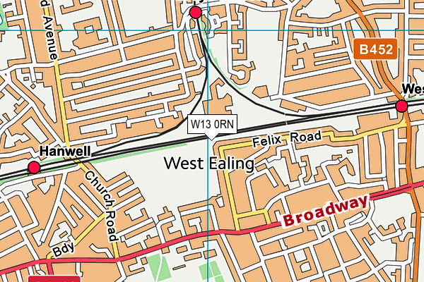 W13 0RN map - OS VectorMap District (Ordnance Survey)