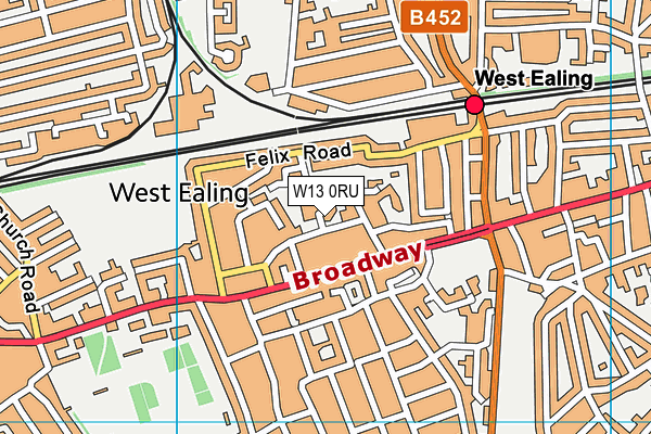 W13 0RU map - OS VectorMap District (Ordnance Survey)