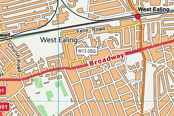 W13 0SQ map - OS VectorMap District (Ordnance Survey)