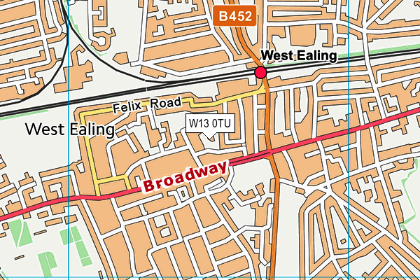 W13 0TU map - OS VectorMap District (Ordnance Survey)