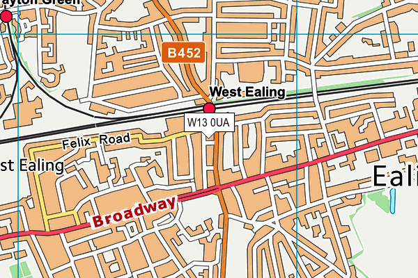 W13 0UA map - OS VectorMap District (Ordnance Survey)