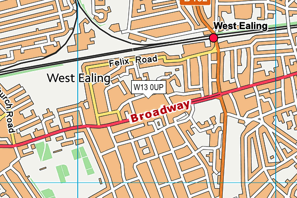 W13 0UP map - OS VectorMap District (Ordnance Survey)