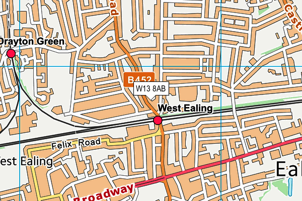 W13 8AB map - OS VectorMap District (Ordnance Survey)