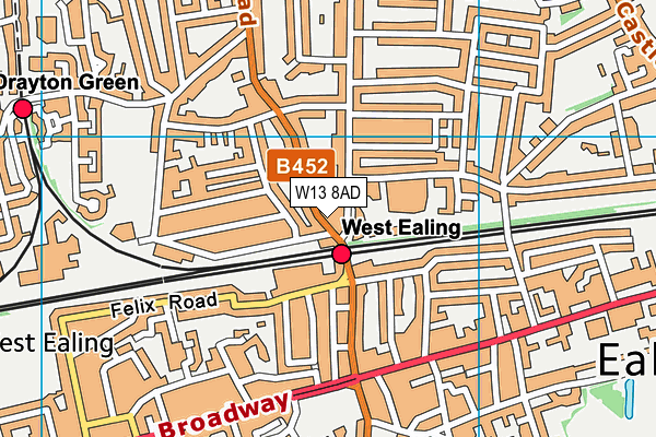 W13 8AD map - OS VectorMap District (Ordnance Survey)