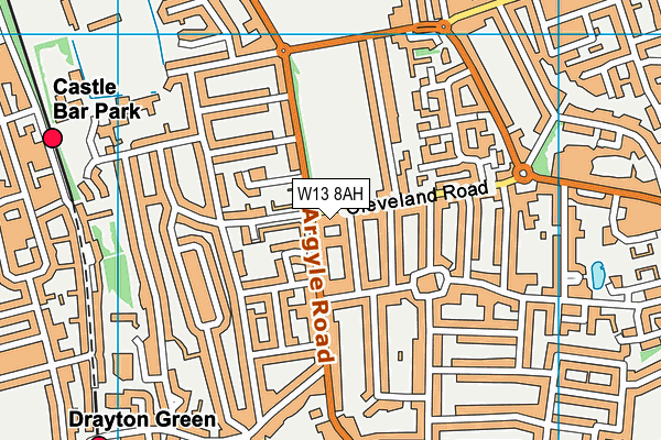 W13 8AH map - OS VectorMap District (Ordnance Survey)