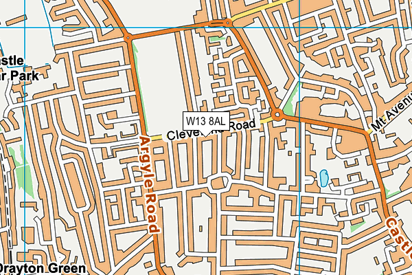 W13 8AL map - OS VectorMap District (Ordnance Survey)