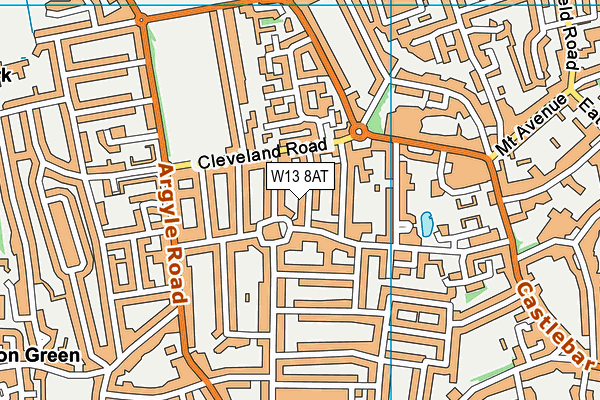 W13 8AT map - OS VectorMap District (Ordnance Survey)