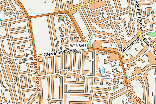 W13 8AU map - OS VectorMap District (Ordnance Survey)