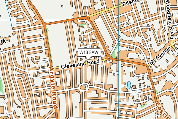 W13 8AW map - OS VectorMap District (Ordnance Survey)