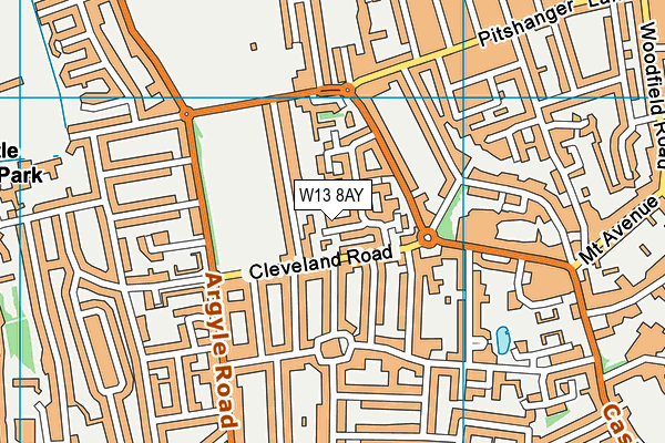 W13 8AY map - OS VectorMap District (Ordnance Survey)