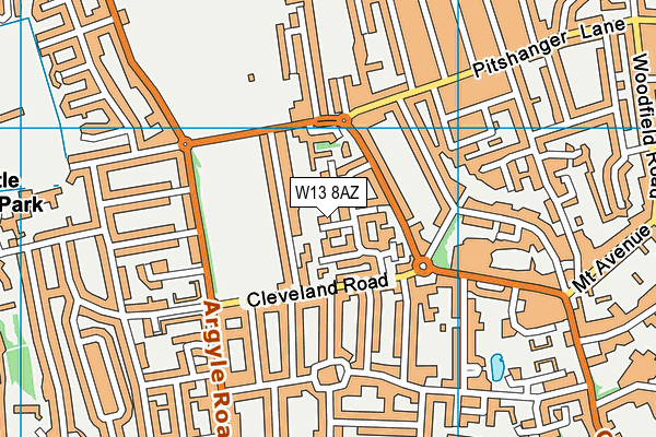 W13 8AZ map - OS VectorMap District (Ordnance Survey)