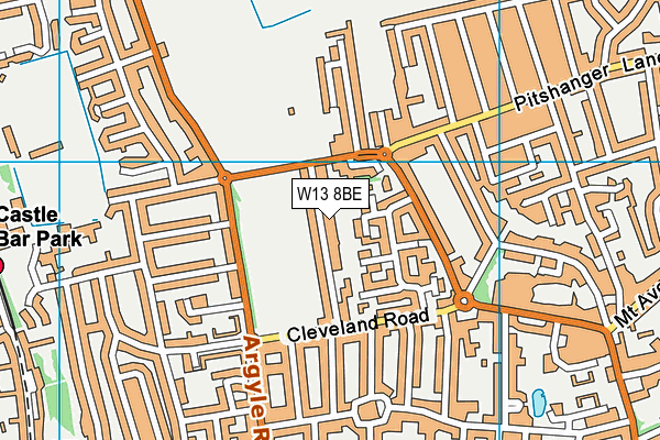 W13 8BE map - OS VectorMap District (Ordnance Survey)