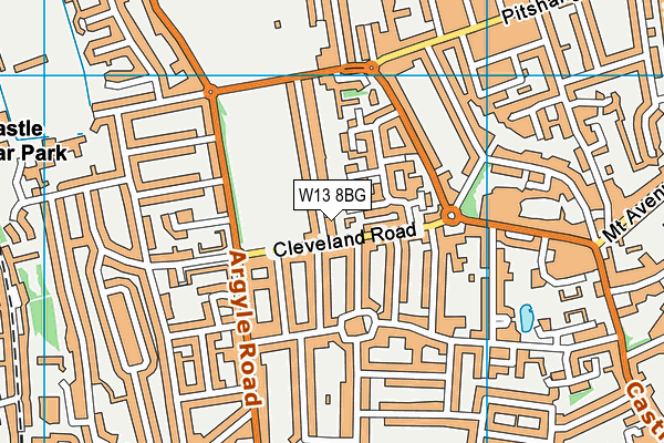 W13 8BG map - OS VectorMap District (Ordnance Survey)