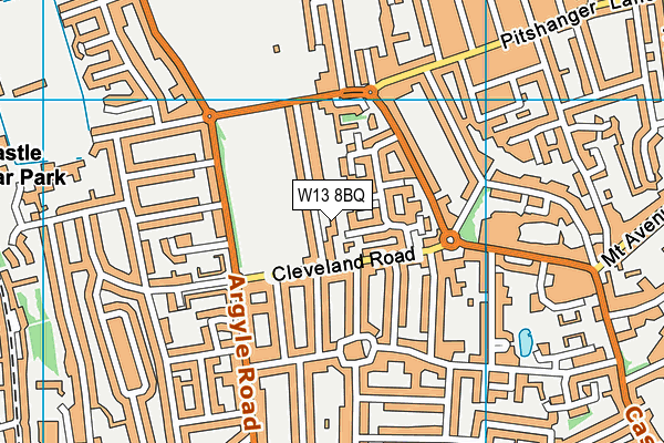 W13 8BQ map - OS VectorMap District (Ordnance Survey)