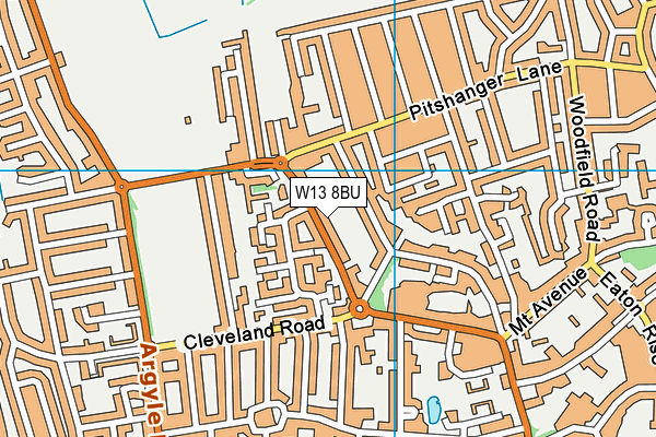 W13 8BU map - OS VectorMap District (Ordnance Survey)