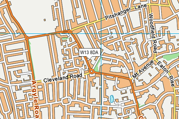 W13 8DA map - OS VectorMap District (Ordnance Survey)