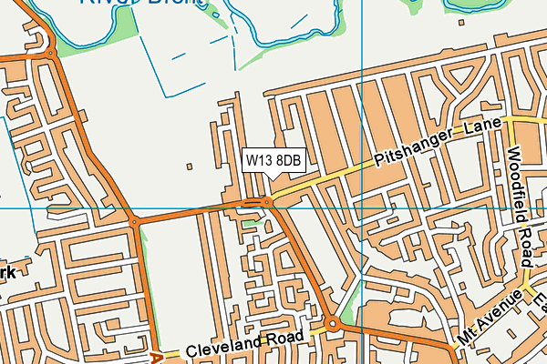 W13 8DB map - OS VectorMap District (Ordnance Survey)
