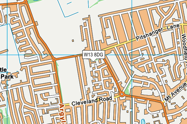 W13 8DG map - OS VectorMap District (Ordnance Survey)