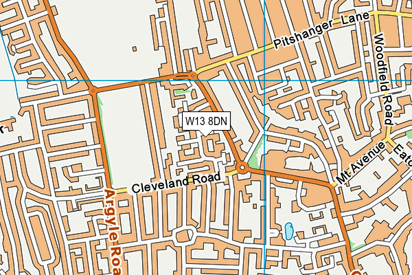 W13 8DN map - OS VectorMap District (Ordnance Survey)