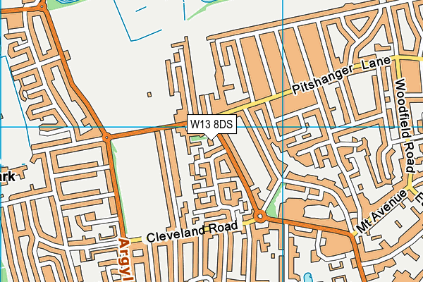 W13 8DS map - OS VectorMap District (Ordnance Survey)