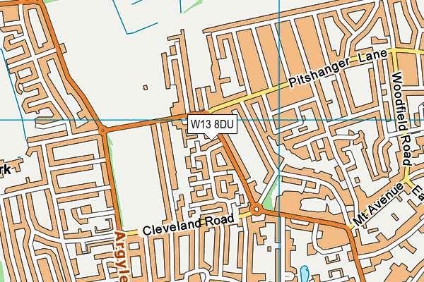 W13 8DU map - OS VectorMap District (Ordnance Survey)