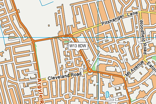 W13 8DW map - OS VectorMap District (Ordnance Survey)