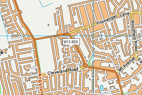 W13 8DX map - OS VectorMap District (Ordnance Survey)