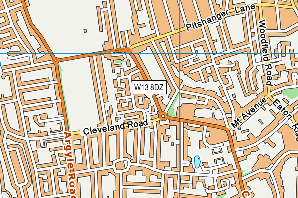 W13 8DZ map - OS VectorMap District (Ordnance Survey)