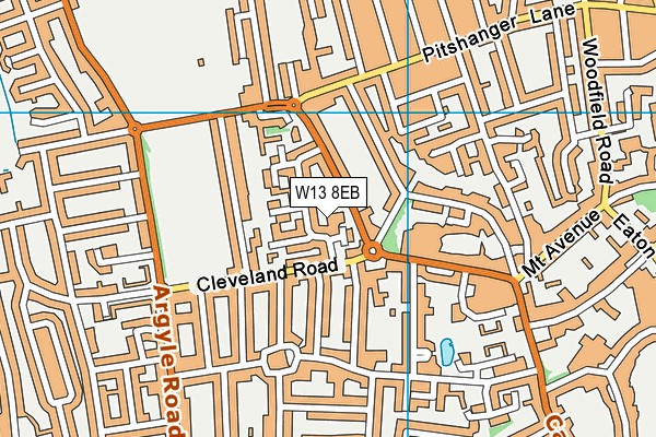 W13 8EB map - OS VectorMap District (Ordnance Survey)