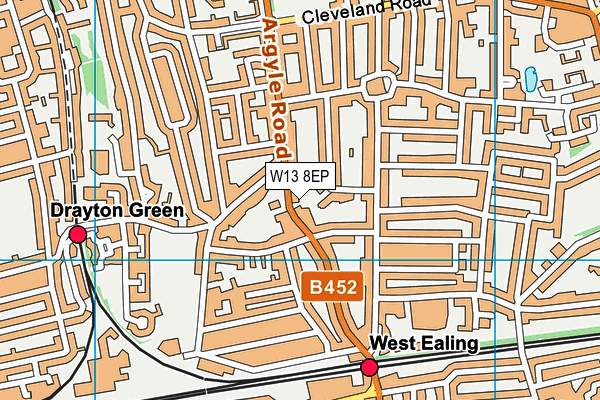 W13 8EP map - OS VectorMap District (Ordnance Survey)