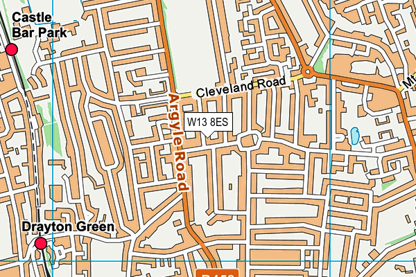 W13 8ES map - OS VectorMap District (Ordnance Survey)