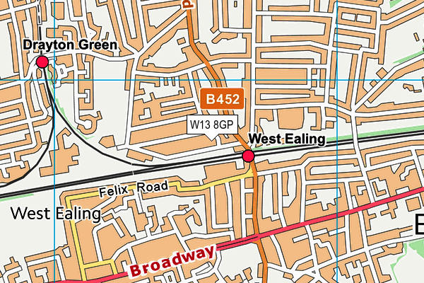 W13 8GP map - OS VectorMap District (Ordnance Survey)