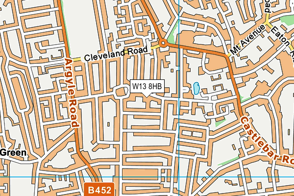 W13 8HB map - OS VectorMap District (Ordnance Survey)