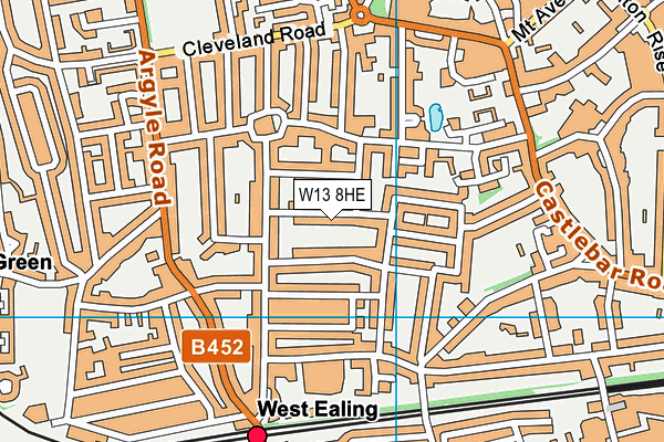 W13 8HE map - OS VectorMap District (Ordnance Survey)