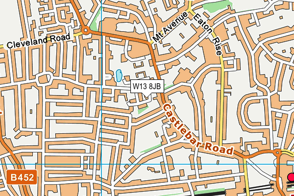 W13 8JB map - OS VectorMap District (Ordnance Survey)