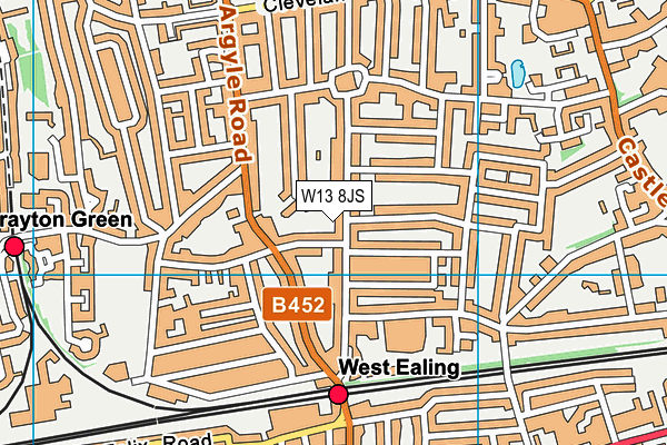 W13 8JS map - OS VectorMap District (Ordnance Survey)