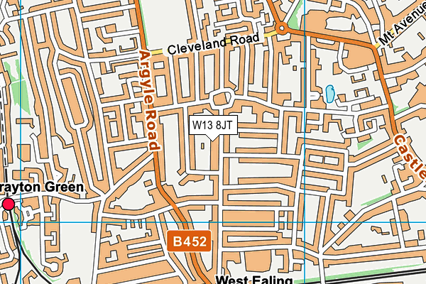 W13 8JT map - OS VectorMap District (Ordnance Survey)