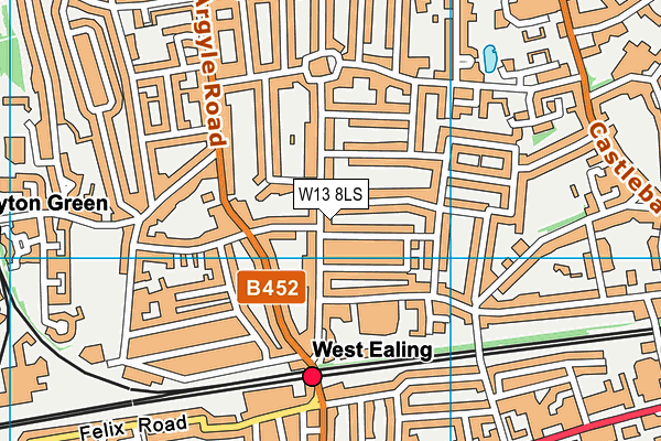 W13 8LS map - OS VectorMap District (Ordnance Survey)