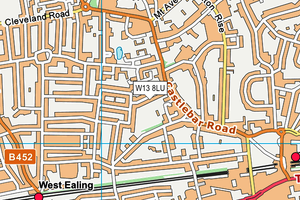 W13 8LU map - OS VectorMap District (Ordnance Survey)