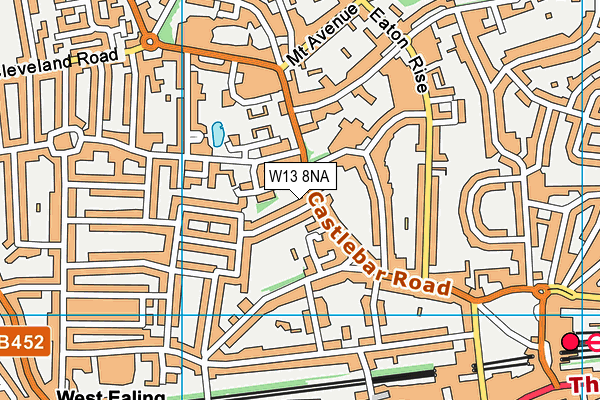 W13 8NA map - OS VectorMap District (Ordnance Survey)